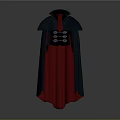Gray Cloak With Red Lining And Silver Button Details For Costume Design 3d model