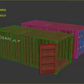 Two Red Shipping Containers With One Open Door And OCEAN AV Label