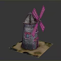 Handmade Windmill Model Craft Equipment With Stone Structure Wooden Blades And Decorative Base