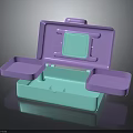 Practical Plastic Lunch Box Featuring Purple Turquoise Compartments And Open Lid Design