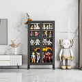 Modern TV Cabinet Displaying Action Figures Models With Decorative Figurine And Marble Wall