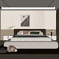 Modern Bedroom With Large Bed Decorative Painting Nightstands Plush Toys Green Cushion And Large Window