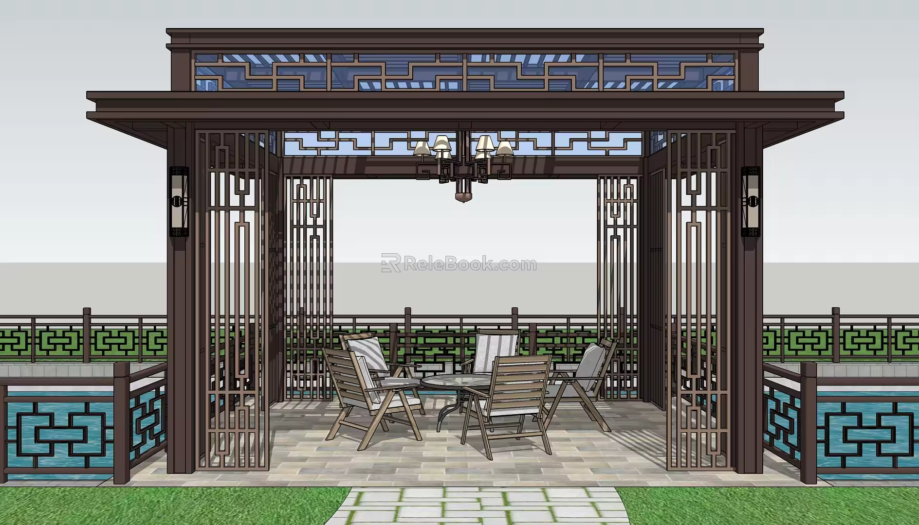 New Chinese Style Gazebo Landscape 3d model
