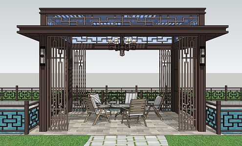 New Chinese Style Gazebo Landscape 3d model