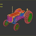 Vintage Red Tractor With Large Rear Wheels Metal Body And Detailed Front Design