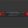 Red Electric Locomotive with Gray Top Windows and Smooth Reflection on Gray Background