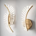 Modern Elegant Feather Design Glass Wall Sconces With Gold Metal Frame