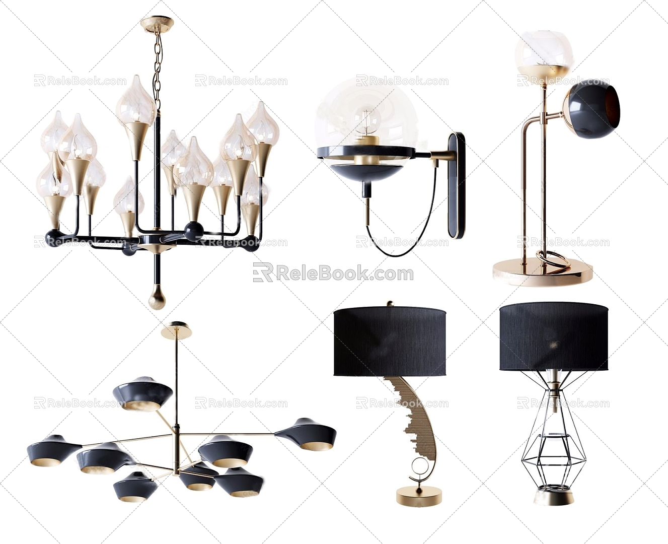 Chandelier Table Lamp Wall Lamp Combination 3d model