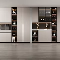 Modern Wine Cabinet With Glass Door Display And Wine Bottle Storage Shelves