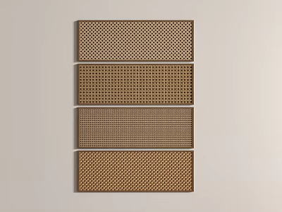 Brown Perforated Partition Panels Vertically Arranged Modern Decorative Design On Gray Background 3d model