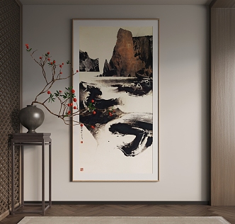 Hanging painting, decorative painting, landscape painting 3d model