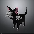 3D Black Cat with Pink Ears White Whiskers and White Paws in Cute Cartoon Style