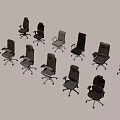 Office Chairs In Various Styles With Black And Gray Colors And Swivel Wheels