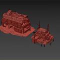Weathered Wasteland Sci Fi Building Models With Damaged Structures And Intricate Details