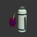 Stainless Steel Thermos Flask and Purple Cup with Straw for Daily Use