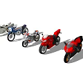 Various Colorful Motorcycles Including Red Blue Green Models With Different Styles On