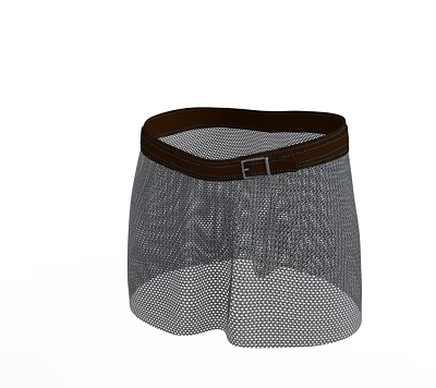 Breathable Men's Mesh Underwear With Brown Waistband And Metal Buckle Accent 3d model