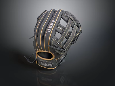 Wilson A2000 Black Baseball Glove With Yellow Stitching And Durable Design 3d model