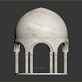 White Dome Architectural Model With Circular Columns Base Featuring Smooth Stone like Texture 3d model