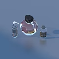 Different Types Of Household Bottles Including Poison Container Pump Dispenser And Small Labeled Bottle