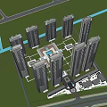 Modern High Rise Buildings With Glass Facade And Urban Architectural Design