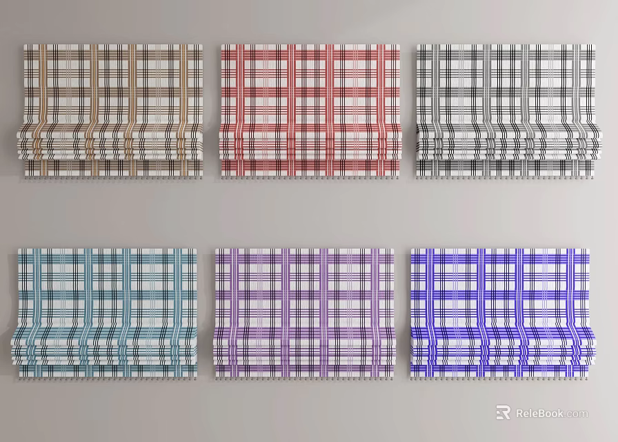 Plaid Curtains with Different Colors for Home Decoration and Living Spaces 3d model 