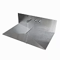 Stainless Steel Sink Countertop Design With Backsplash And Double Faucet Holes