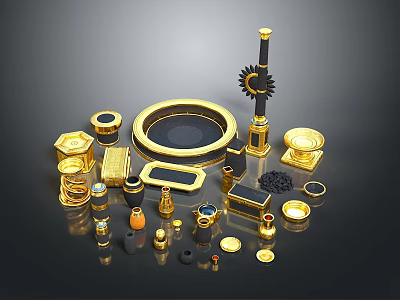 Stylish Gold And Black Decorative Household Items For Home Accessories 3d model