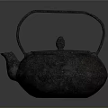 Traditional Rustic Iron Teapot With Curved Handle And Lid For Home Use