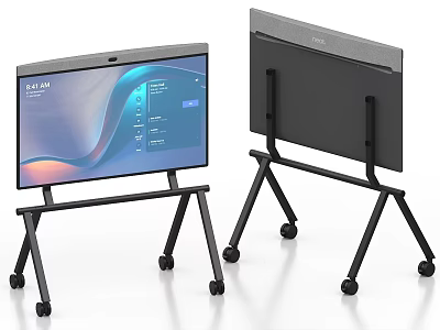 ELITM Computer Monitor With Mobile Rolling Stand And Interactive Screen Interface 3d model