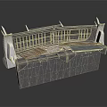 Industrial Metal Grille Structure With Gray Frame Wooden Panels And Support Elements