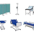 Essential Medical Devices Including Examination Tables Hospital Beds IV Stands And Screens