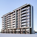 Modern Apartment Building With Contemporary Design Multiple Balconies Glass Windows And Gray Brown Exterior