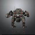 Metallic Armored Biomechanical Warrior With Mechanical Arms Red Green Details And Multiple Joints