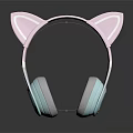 Cute Pink Cat Ear Headphones With Light Blue Ear Cushions And Stylish Design