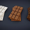 White Milk and Dark Chocolate Bars with Square Grid Design Stacked on Dark Background