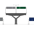 Modern Highway Bridge Structure Featuring Multiple Pillars Traffic Signs And Street Lights