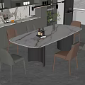 Elegant Modern Kitchen Dining Space With Marble Table And Stylish Chairs 3d model