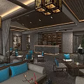 Elegant Modern Restaurant Interior With Open Dining Area And Stylish Decor Elements 3d model