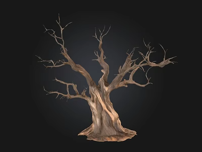 Natural Stone Wood Dry Tree With Twisted Branches And Rough Trunk Texture 3d model