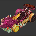 Colorful Cartoon Candy Race Car With Ice Cream Top Cookie Wheels And Sprinkles