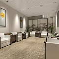 Modern Station Lobby With Luxurious Chandeliers Marble Counters Seats And Screens