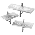 Sleek Modern Wall Mounted Washbasin With Smooth Surface Chrome Faucet And Drain