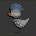 Adorable Duck Shaped Plush Doll With Blue Hat Orange Beak And White Body