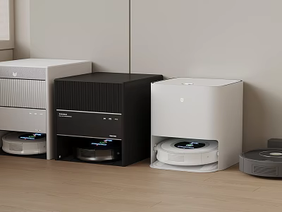 Robotic Vacuum Cleaner Charging Docks In Various Colors With Modern Design 3d model