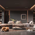 Modern Living Room Interior With Sectional Sofa Coffee Table And Decorative Wall Art