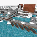 Scenic Waterfront Development With Modern Buildings Pier And Moored Boats