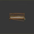 Wooden Bed Frame With Green And White Checkered Quilt And Pillows On Beige Carpet