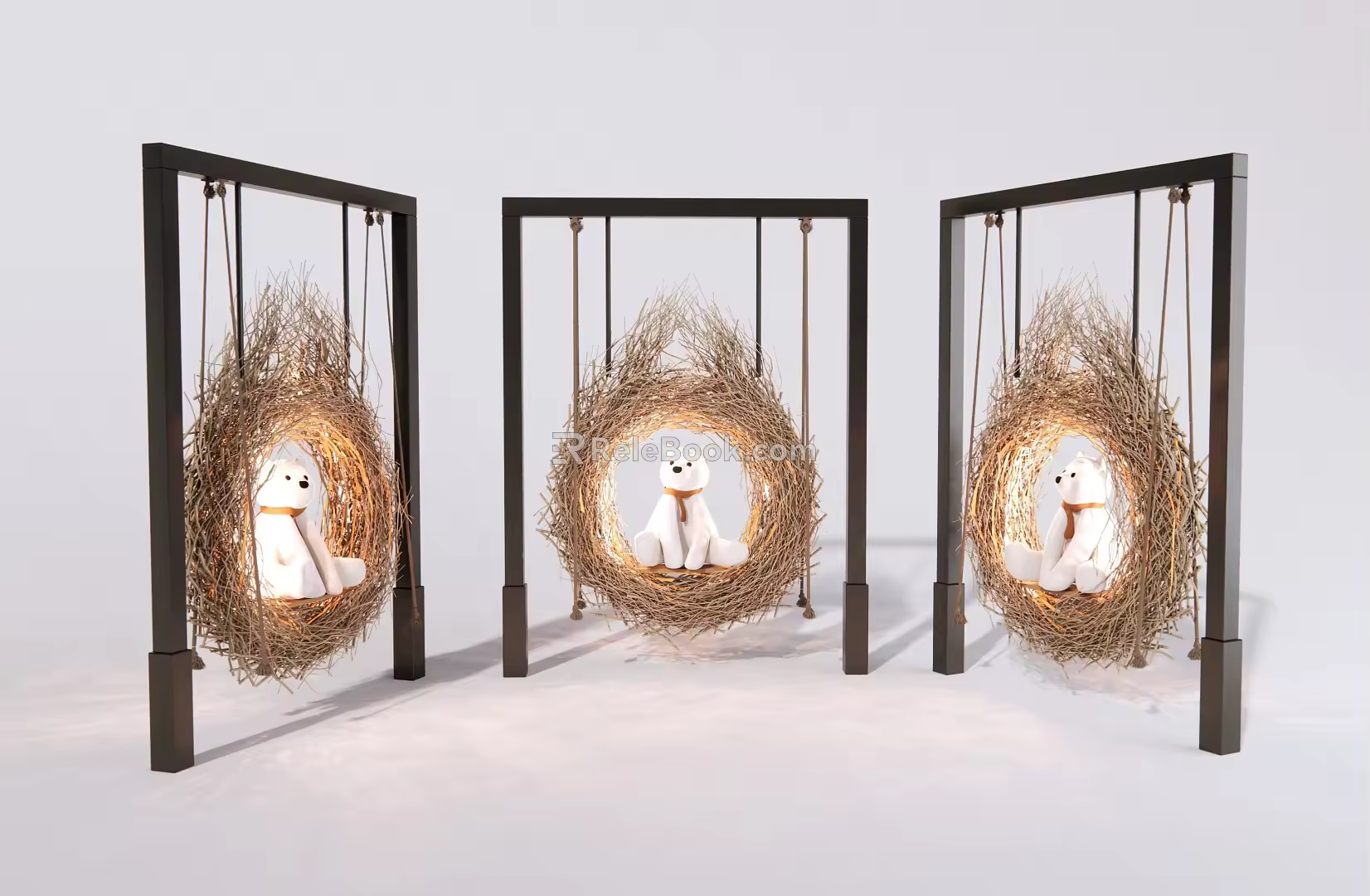 Modern Dried Branch Bird's Nest Swing 3d model