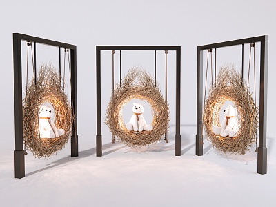 Modern Dried Branch Bird's Nest Swing model